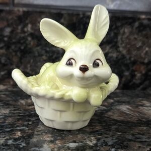 Vtg Goebel Bunny Rabbit in Basket Vintage German Anthropomorphic Easter!